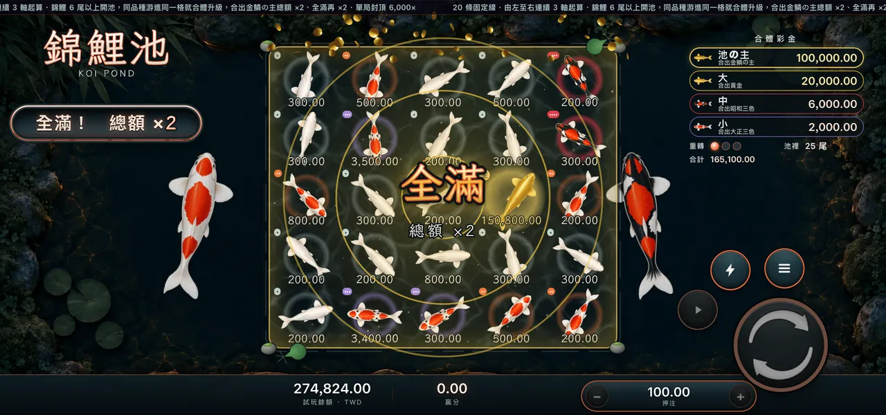 錦鯉池 — 金鱗の主・全滿